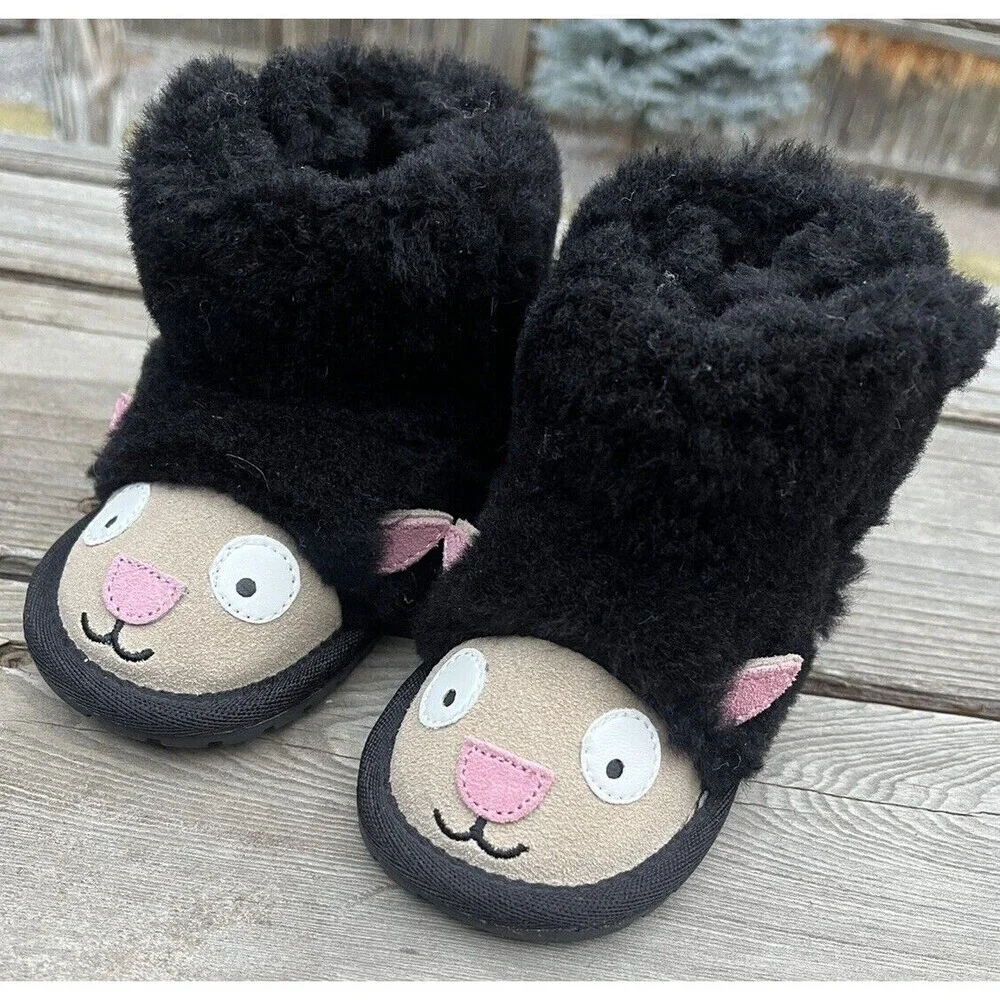 Nice! EMU Australia Lamb Walker Infant 6-12 Month Merino Wool Boots - Black